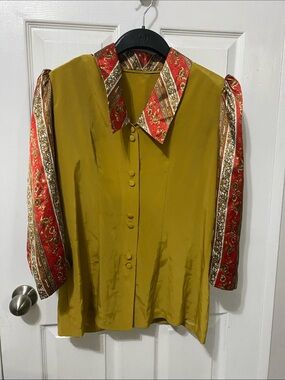 Bespoke VNTG 80s/90s "Made in Paris" Baroque Spliced Blouse | Couture Quality LG